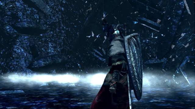 PC 版 DARK SOULS with ARTORIAS OF THE ABYSS EDITION（Prepare To Die Edition） DSfix スクリーンショット、エリア 結晶洞穴（Crystal Cave） エリアボス 白竜シース 登場シーン