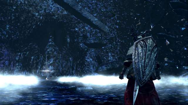 PC 版 DARK SOULS with ARTORIAS OF THE ABYSS EDITION（Prepare To Die Edition） DSfix スクリーンショット、エリア 結晶洞穴（Crystal Cave） エリアボス 白竜シース 登場シーン