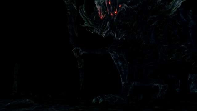PC 版 DARK SOULS with ARTORIAS OF THE ABYSS EDITION（Prepare To Die Edition） DSfix スクリーンショット、エリア 深淵の穴（Chasm Of The Abyss） エリアボス 深淵の主マヌス 登場シーン