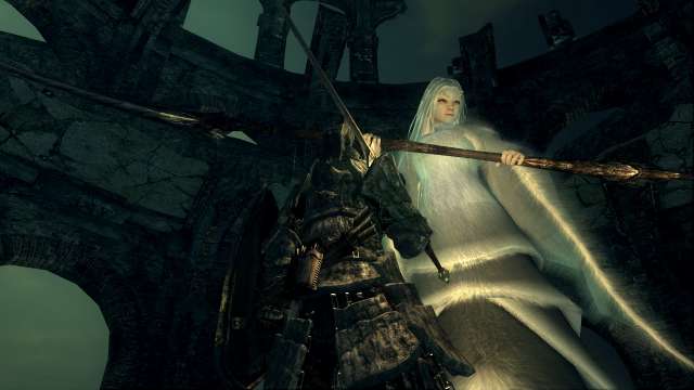 PC 版 DARK SOULS with ARTORIAS OF THE ABYSS EDITION（Prepare To Die Edition） DSfix スクリーンショット、エリア エレーミアス絵画世界（Painted-World Ariamis） エリアボス 半竜プリシラ 敵対前