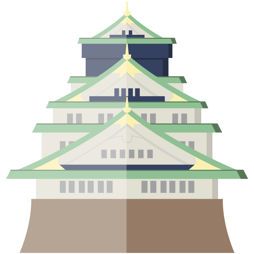シンプルでフラットな大阪城の素材