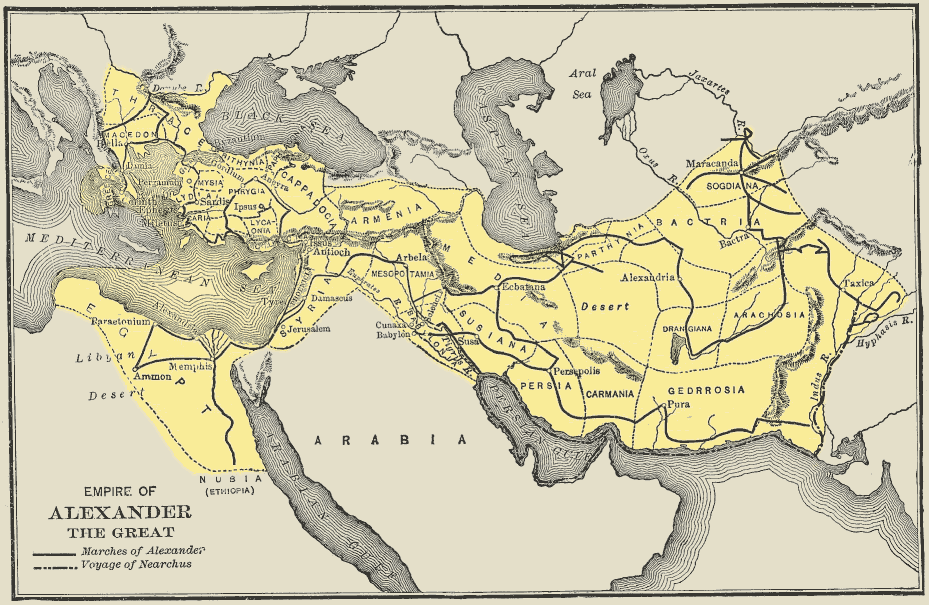 マケドニア王国（アレクサンドロス3世時代）の最大版図