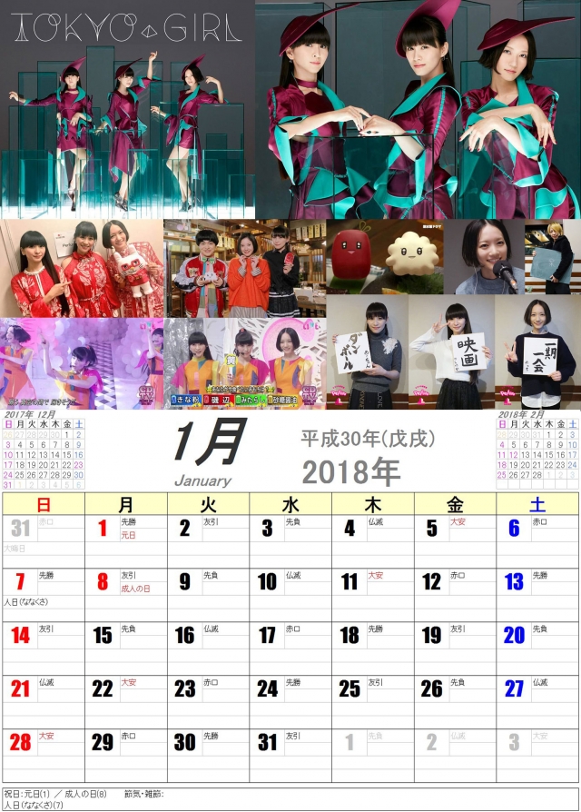 Perfume Level32 Perfume カレンダー 1月 18年